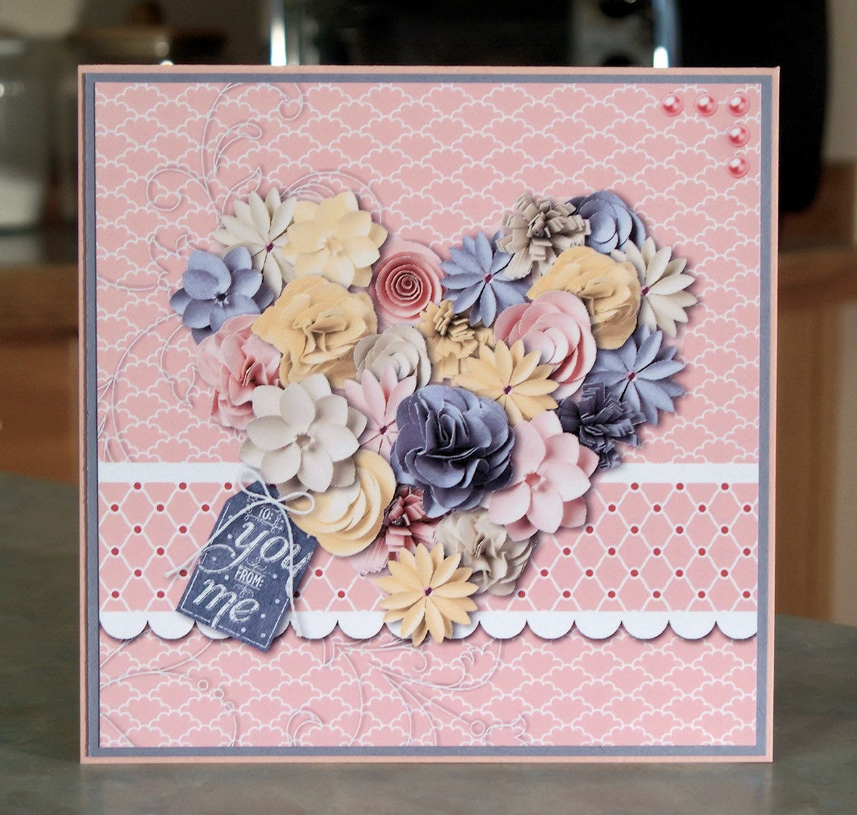 Handmade Valentine - Anniversary - Birthday Card, Stampin Up Soft Blooms Heart