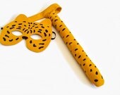 Children Leopard Costume, Kids Cheeta Mask and Tail,  Halloween Carnival Dress up Pretend Play Felt Toy
