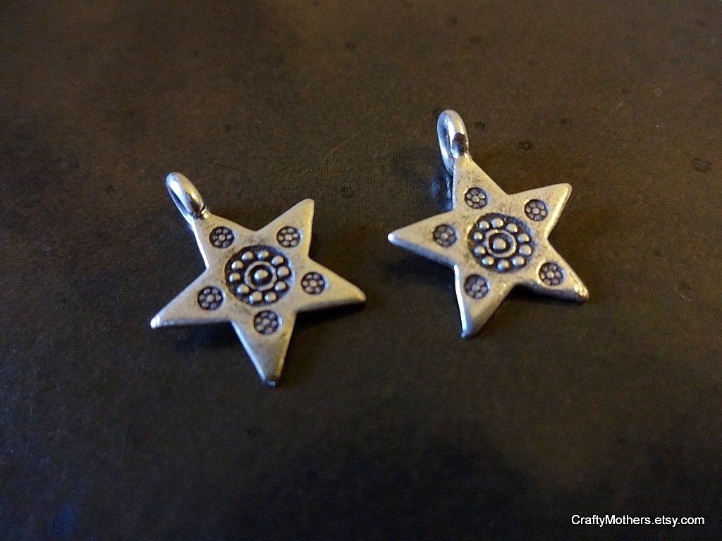 SALE - Hill Tribe Fine Silver Star Charms (2 pieces)