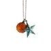 Carnelian and Verdigris Patina Brass Star Necklace