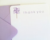 Purple Pinwheel Thank You Notes - Personalized Stationery
