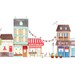 Colorful Village Storefront Shops, Little Town, Art Illustration Giclee Print, Artwork for home, nursery, children, fashion lover, shopper
