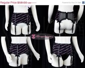 ON SALE Size M Black & Pink Hello Kitty 6-Strap Garter Belt - SugarKitty Corsets