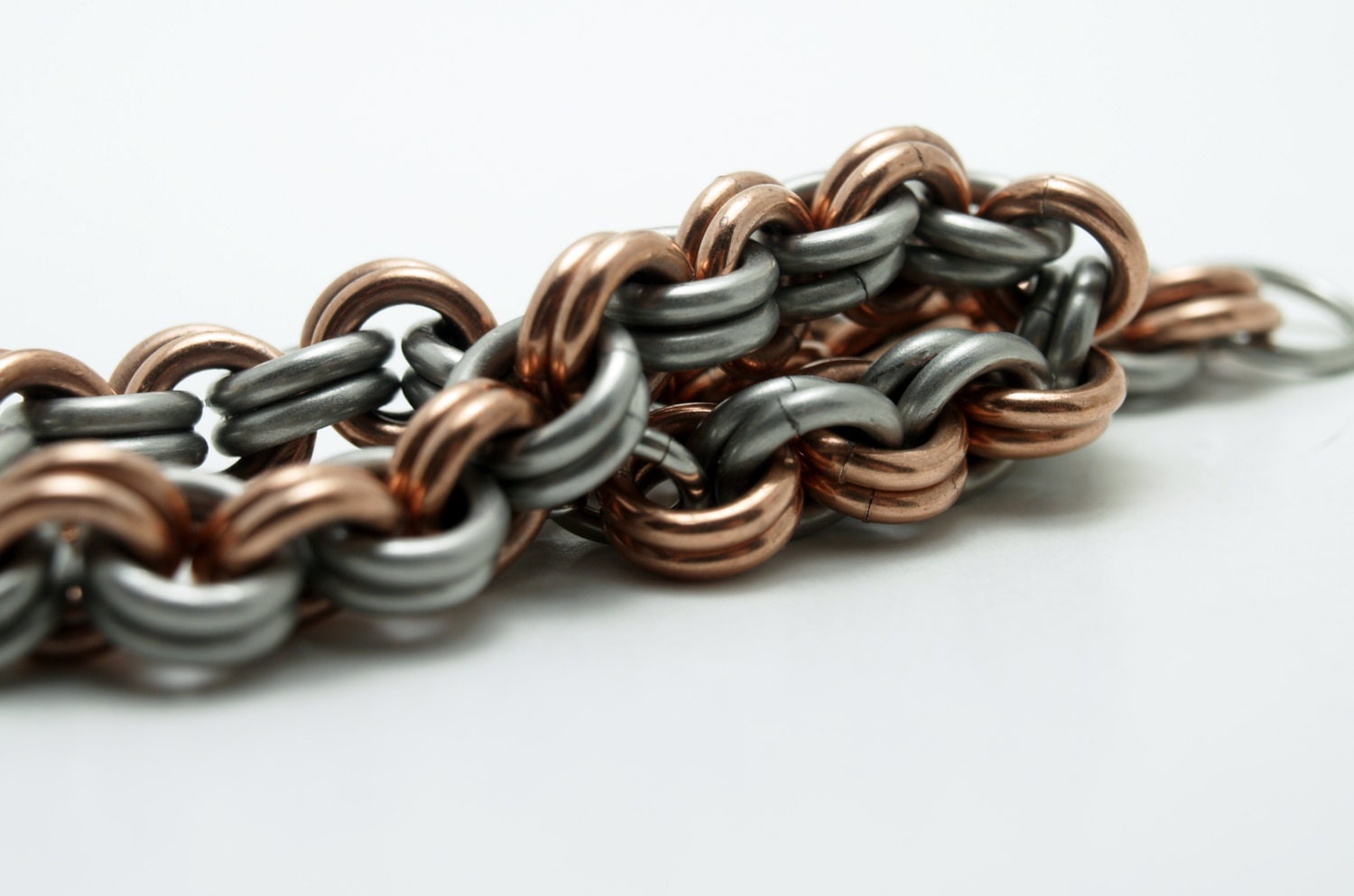 Reserved Listing for krp616 Stainless Steel and Copper 2 in 2 Chainmaille Bracelet Extra Large