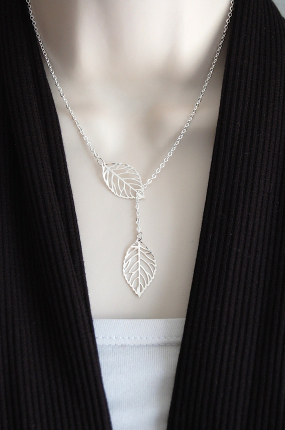 Leaf Necklace Lariat Necklace