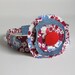 FLORAL HEADBAND - reversible headband - denim headband - red headband - BONUS removable hair clip