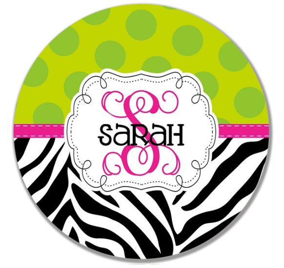 Personalized Melamine Zebra Chic Plate