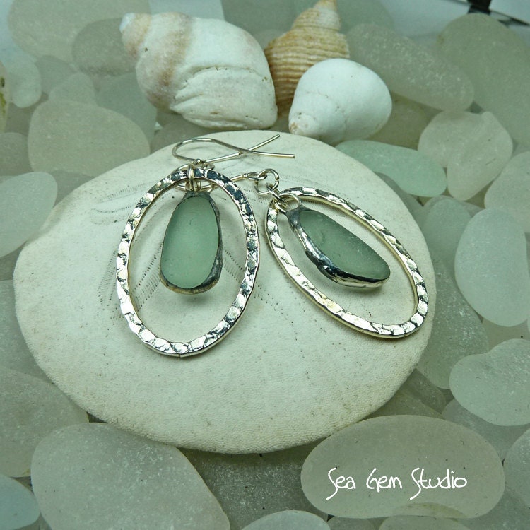 Glass Float Earrings, sea glass earrings, beach glass, eco friendly, sea glass jewelry, beach wedding
