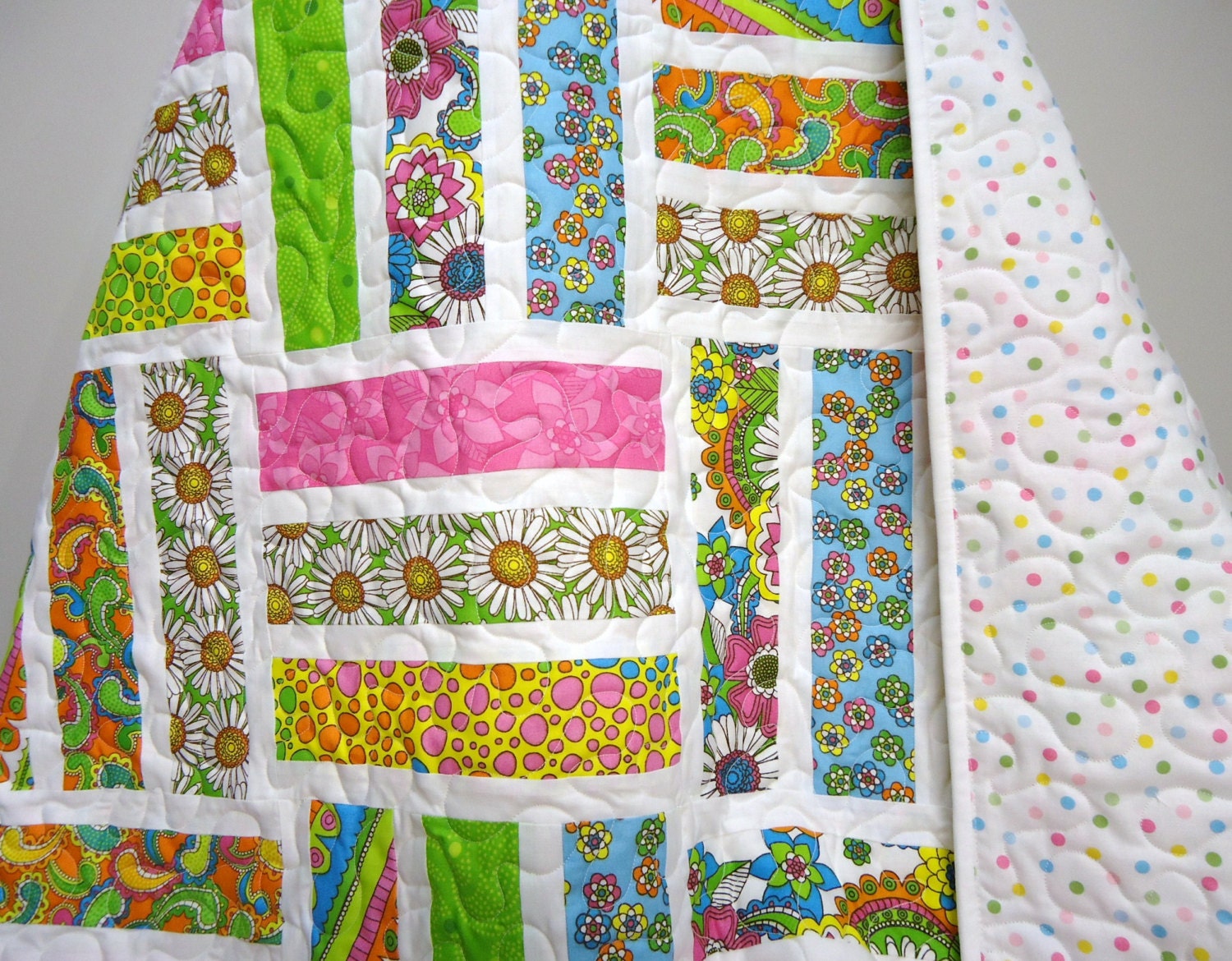 Quilts Baby Modern Baby Girl Quilt Crib Size Quilt Baby Bedding Bohemian Pink Turquoise Lime Green Yellow Nursery Decor Baby Quilts