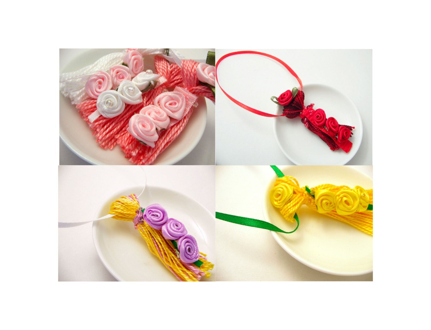 Custom Ribbon Rose Tassel