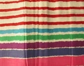 I14 - White Red Multicolored Stripes Pattern Cotton - One Yard