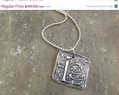 ON SALE Fine Sterling Silver Wax Seal Initial Pendant Necklace