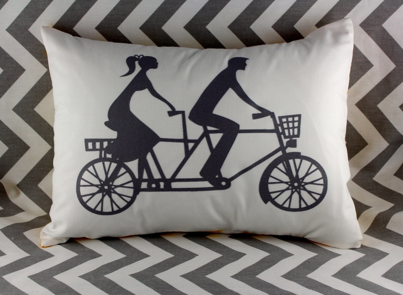 tandem bicycle pillow. comes in any color or design.