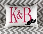 custom initial pillow with mustache applique. any colors or fonts.