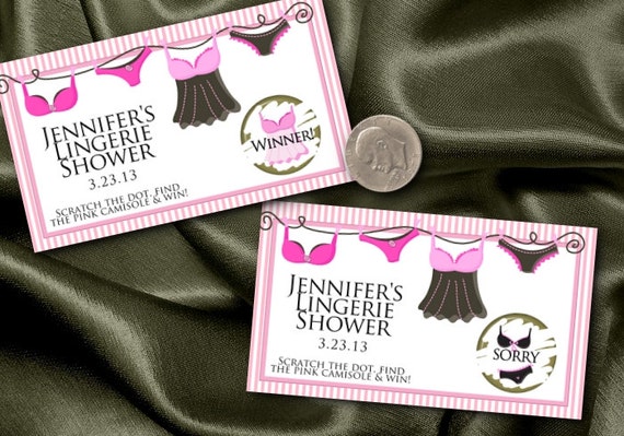 10 Party Scratch Off Cards, Pink Stripes, Lingerie, Bridal Shower, Bachelorette Party, Party Games Il_570xn