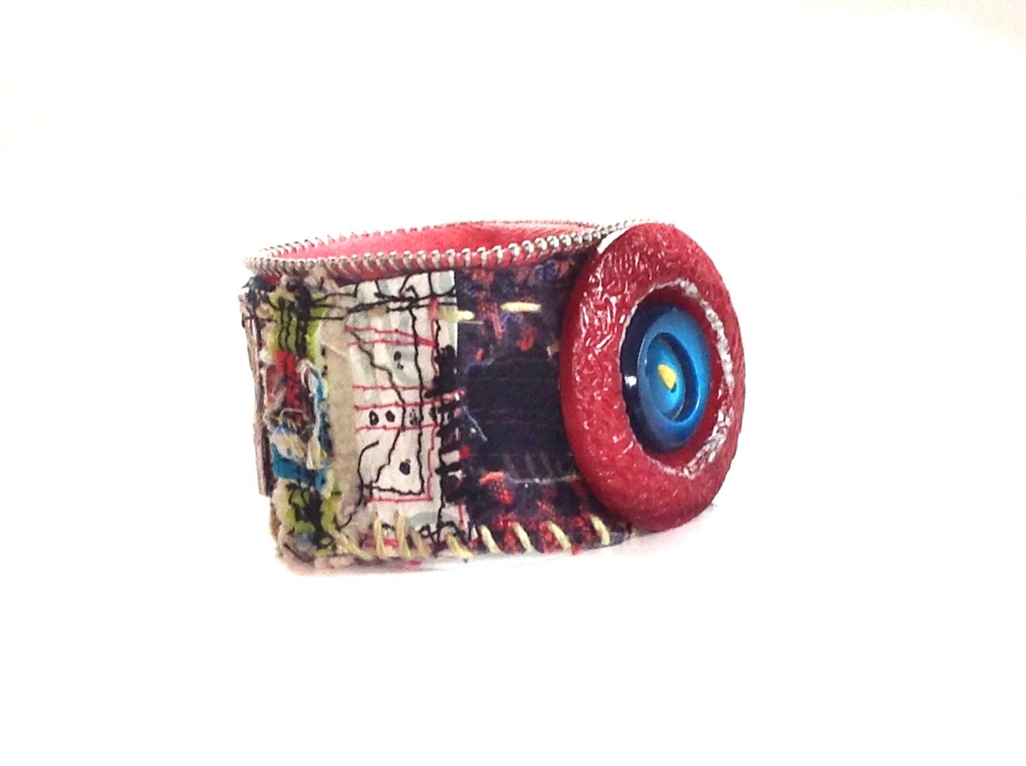Reserved for P.L. Red Cuff Bracelet UpCycled One of a Kind Artsy