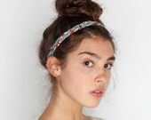 Braided Headband in Green, Blue and Ochre