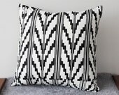 Hand Printed 'Southwest' Pillow Cover in Black on Creme in Organic Jersey