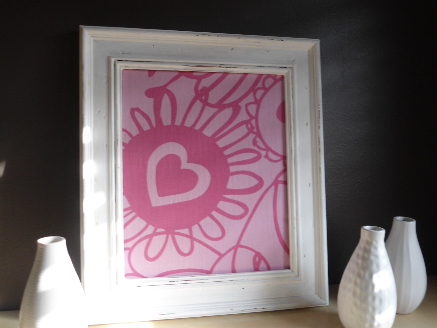 White Framed Corkboard Shabby Chic Pink Girl Baby Room Shower Gift