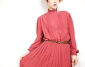20% OFF VACATION SALE 70s Mulberry Pleated Secretary Dress (Xs/S)