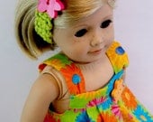 American girl 18 inch Doll Clothes Lime Green Floral Dress Turquoise Leggings Headband  Doll Clothes Toys