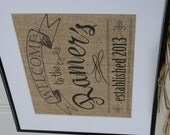 Burlap Housewarming & Welcome Home Artwork