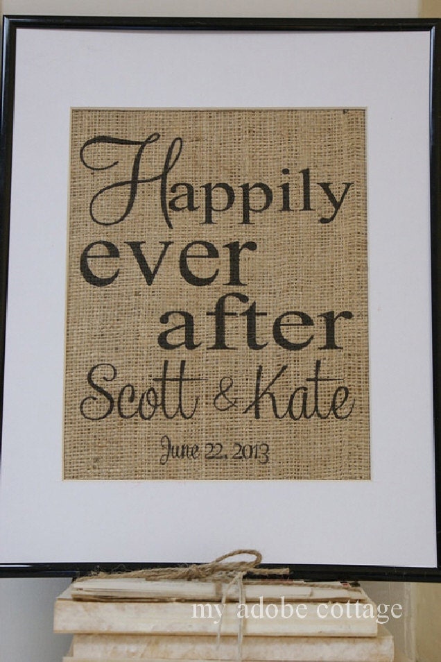 Personalized Wedding and Engagement Burlap Artwork