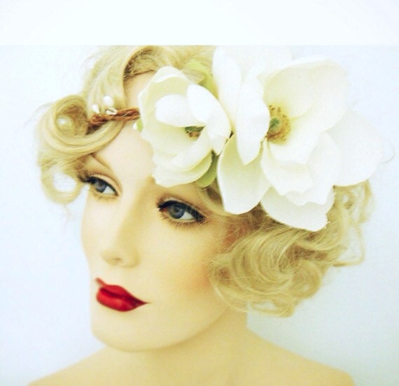 Magnolia white woodland crown bridal