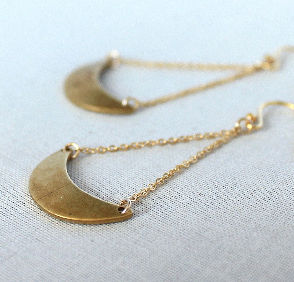 Gold Crescent Earrings Modern Earrings Half Moon Geometric Jewelry Minimalist Fashion Gift Under 25
