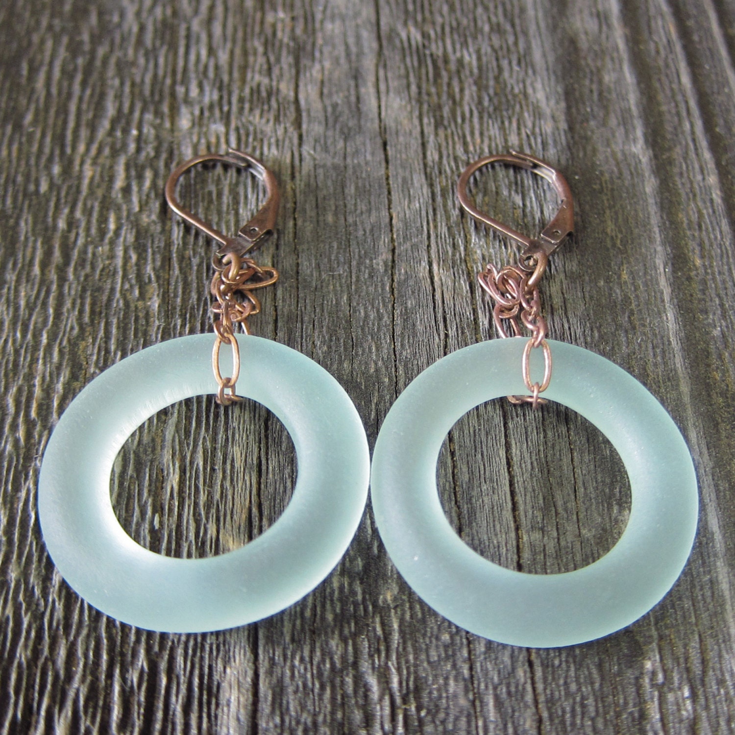Coca Cola Bottle Copper Dangle Earrings (sea glass)