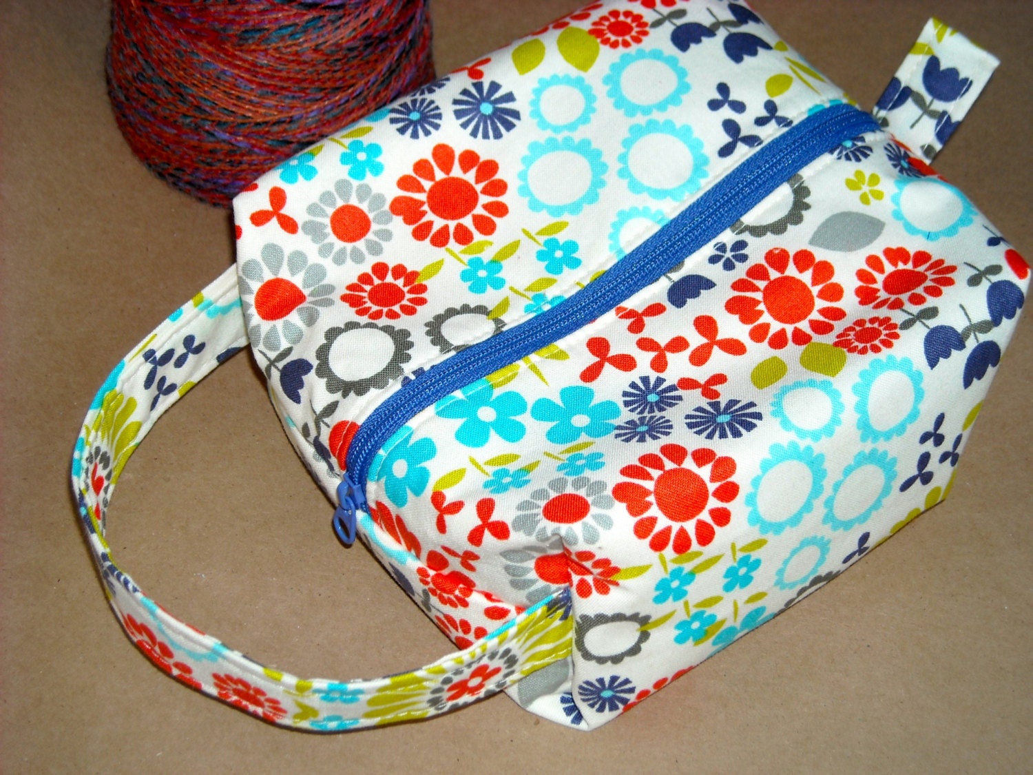 Small Floral Box Bag- Purple Zipper