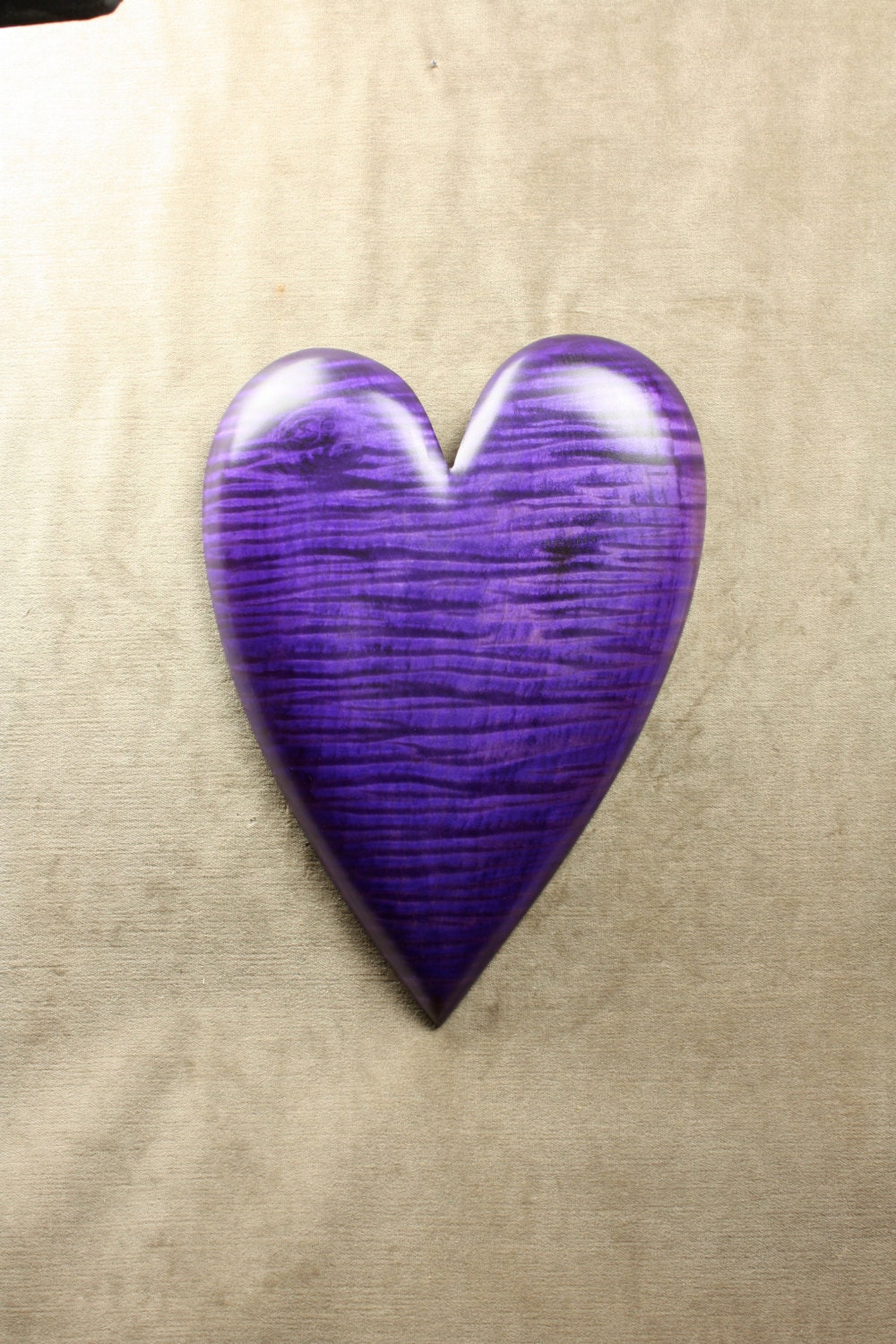 Purple Heart Wood Carving Fathers Day Gift, Wooden Ooak Wedding Gift for Bride, by Gary Burns the Treewiz, Team Madcap Handmade in Oregon
