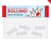 Bowling party - Personalized DIY printable treat bag label
