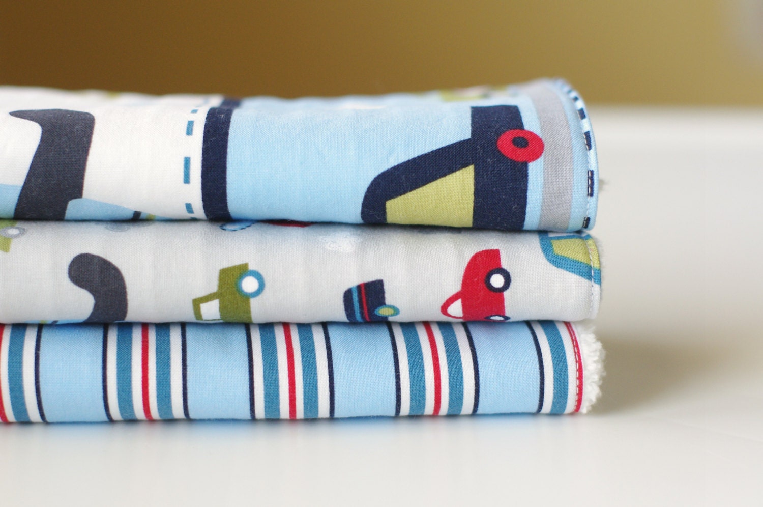 NEW- Set of Three, Chenille Burp Cloths for Boy (Vroom)