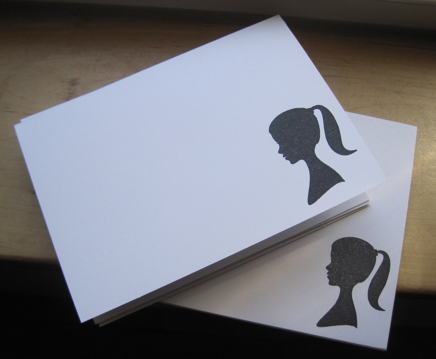 girl silhouette shabby chic cards set of 4