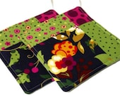 Modern Quilted Potholder Set - Floral and Jewel Tones