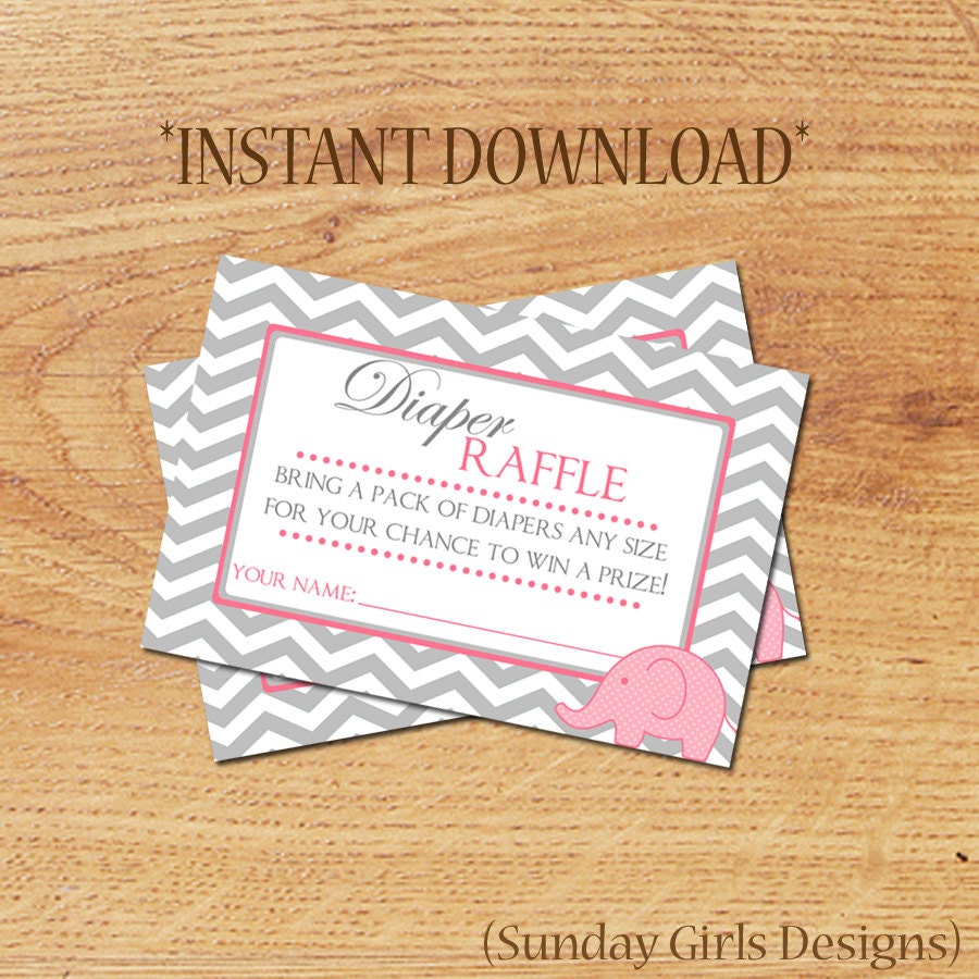 INSTANT DOWNLOAD - Baby Girl Diaper Raffle Tickets