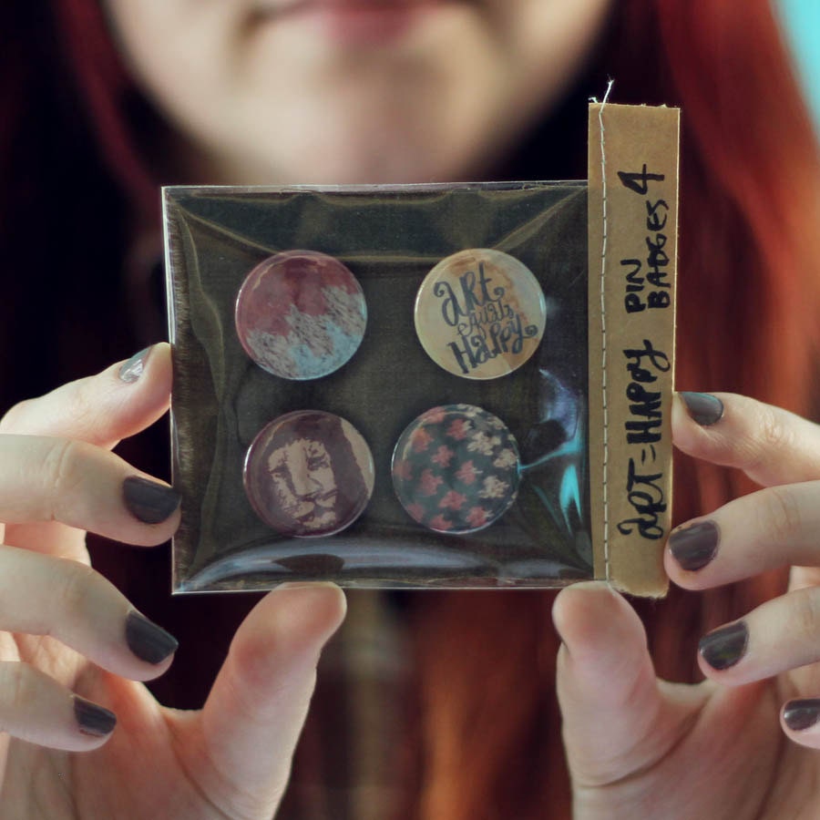 Badge pack of 4- Gift Wrapped.