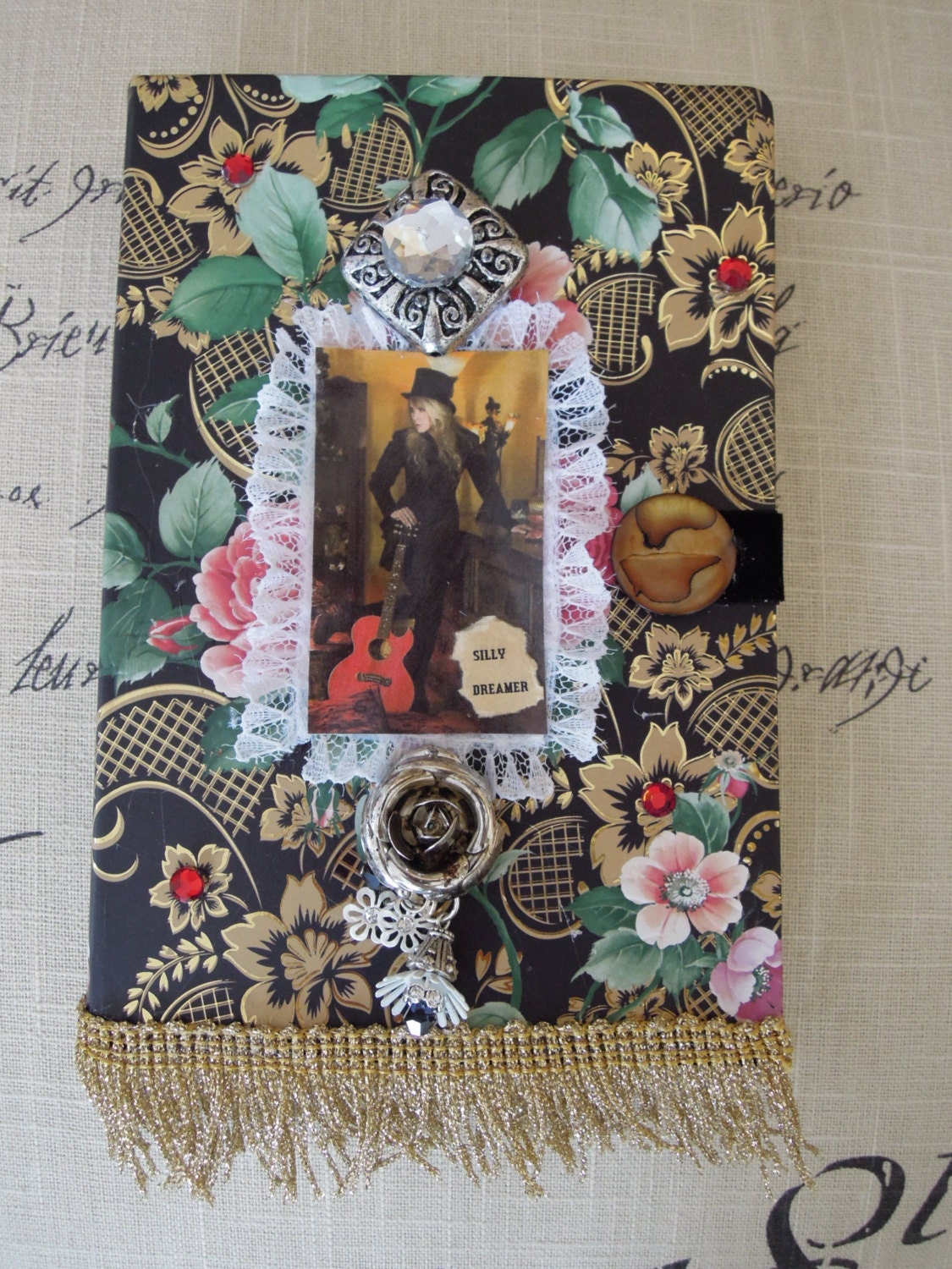 GYPSY JOURNAL, Flowered, Embellished, Blank page, Poem, Gratitude Journal, Diary, Notebook