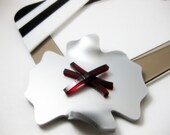 Stripes statement necklace - abstract plexiglass flower - art jewelry