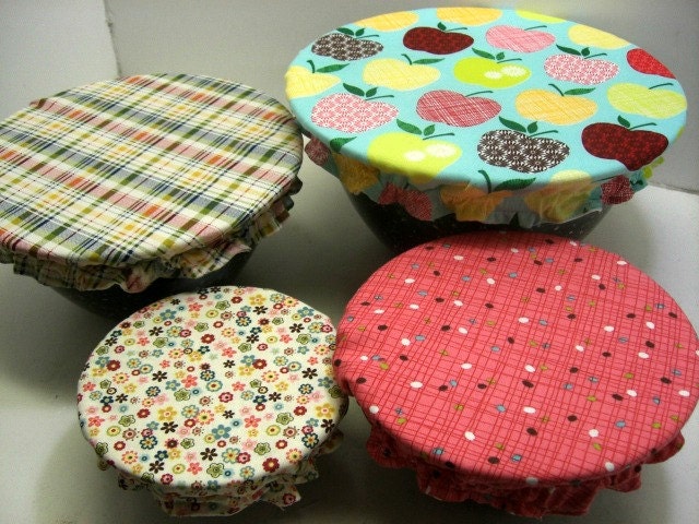 Reusable Bowl Covers, Eco Friendly, food storage apples bright colors wedding gift , Ready to Ship
