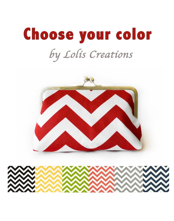 Chevron Handmade Clutches for Bridesmaids Gift Ideas Wedding Personalized Bags