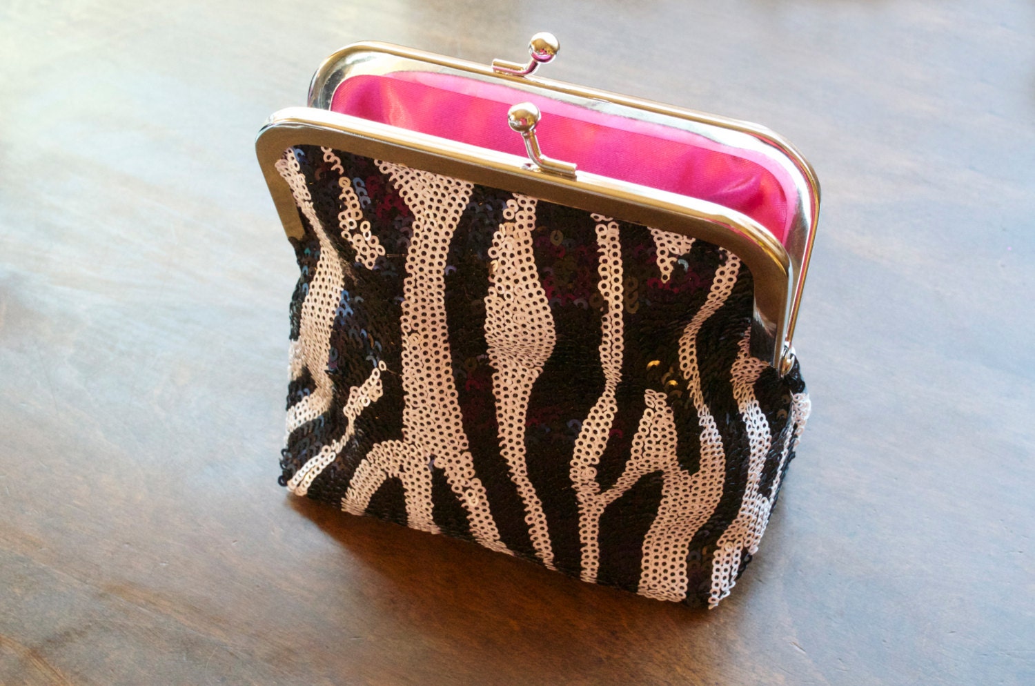 SALE Zebra Sequin Clutch Fashion Handmade - Wedding Bridesmaid Gifts - Handbags - Bag by Lolis Creations
