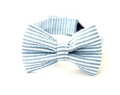 Boy's Bow Tie - Light Blue Seersucker Stripe - Pale Blue Bowtie - any size