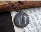 SALE Monogrammed Necklace Pendant Embroidered Initials French Scrolled Necklace Pendant