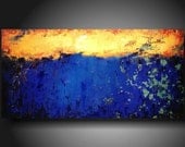 art  original painting   JMJARTSTUDIO Original Painting 48 X 24 INCHES  --deep blue ---Scratching the surface---Ready to Hang --textured---