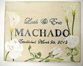 A distresd cream wedding keepske box with white roses and calla lilies