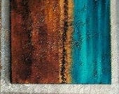 Original painting  recycle coffee grounds Contemporary Modern Set OF 3 Blue Brown Modern Abstract by SENA TIDWELL 12x12 Metallic