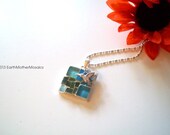 Mosaic Stained Glass Pendant: Hummingbird, Green, Blue