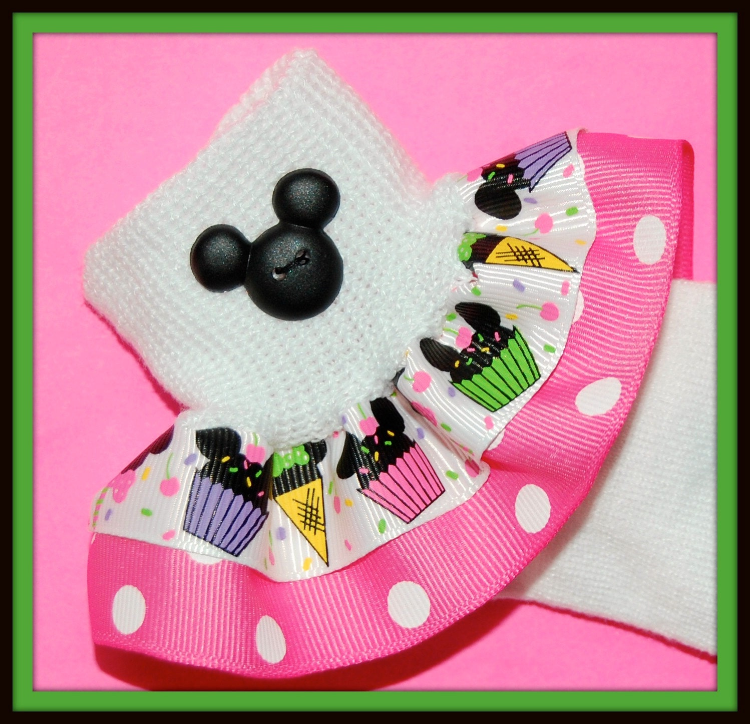 SaLE-BIRTHDAY Girl Minnie Mouse Cupcakes and Ice Cream Cones Double Ruffle Socks...Any Size...Sale...